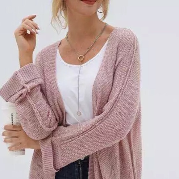 Boho Natural Earth Pink Loose Batwing Cardigan - Picture 5 of 6